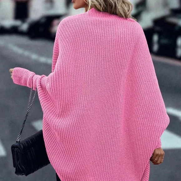 Pink Casual Women's Open Front Batwing Sleeve Cardigan - Picture 2 of 6